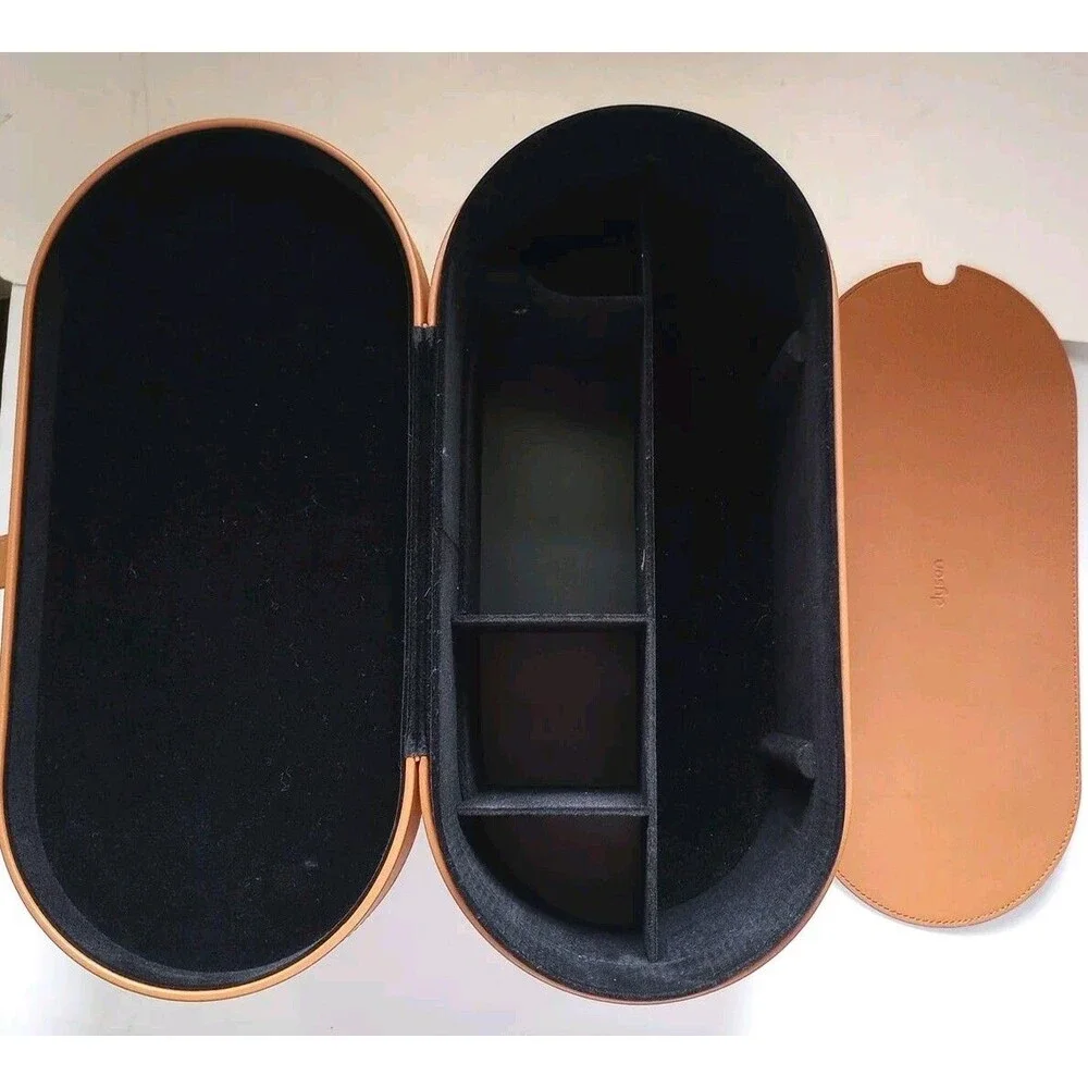 DYSON Airwrap Styler Leather Large Storage Hard Box Tan Brown CASE ONLY